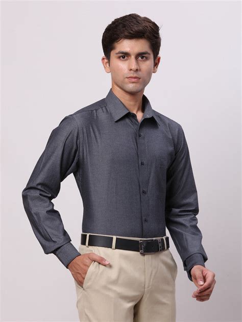 Raymond Men Grey Solid Slim Fit Cotton Formal Shirt – MyRaymond