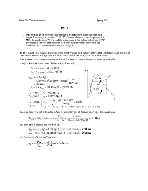 Mech204HW10s - Thermodynamics tutorial questions - Mechanical ...