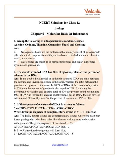 Image result for Molecular Basis of Inheritance Class 12 PDF