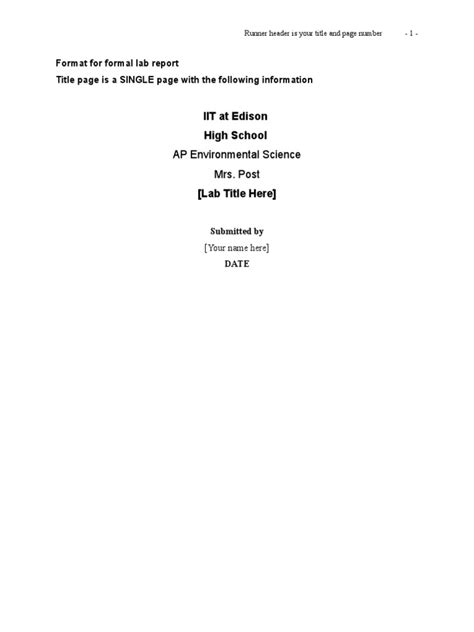 Image result for APA Format Lab Report Example