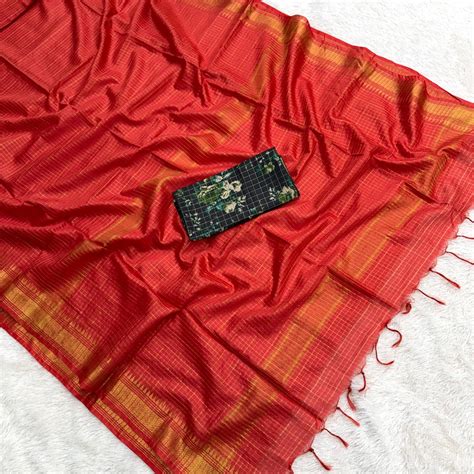 Soft cottone sauth indian - Red – Pruthviraj Sarees