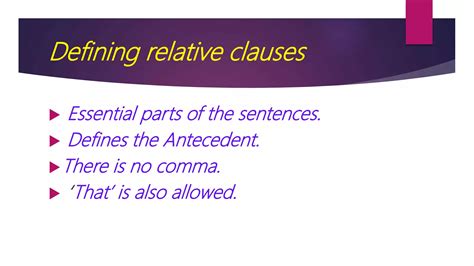 Image result for Defining Relative Clauses