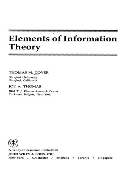 Elements of Information Theory - Thomas M. Cover, Joy A. Thomas - Google Books