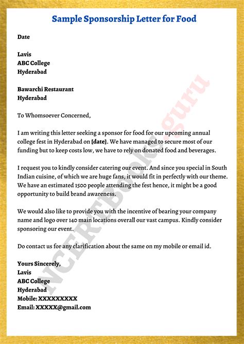 Sponsorship Letter Format Samples | Tips for Writing A Sponsorship Letter