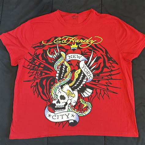 Ed Hardy shirt -Size tags says XXL fits like a... - Depop