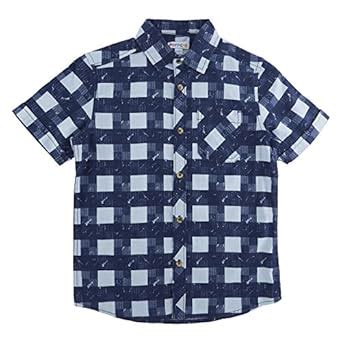 Poppers by Pantaloons Boys' Checkered Regular Fit Shirt (110037985_Navy ...
