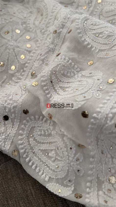 Ivory White Mukaish Chikankari Dupatta – Dress365days
