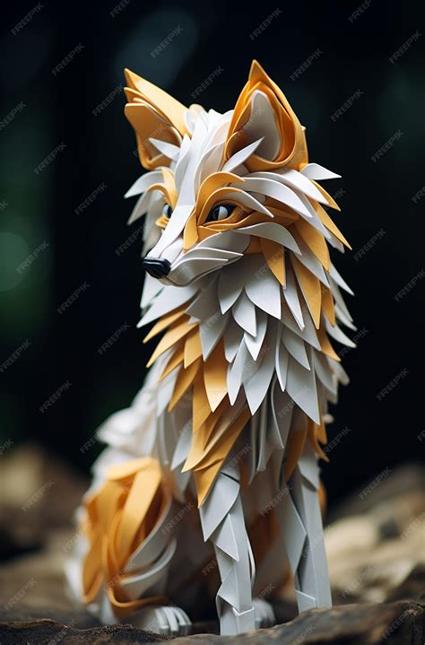 Premium Photo | An origami dog is a fox in the style of closeup shots ...