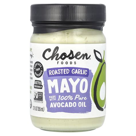 Chosen Foods Roasted Garlic Mayo, 12 fl oz (355 ml) - Walmart.com