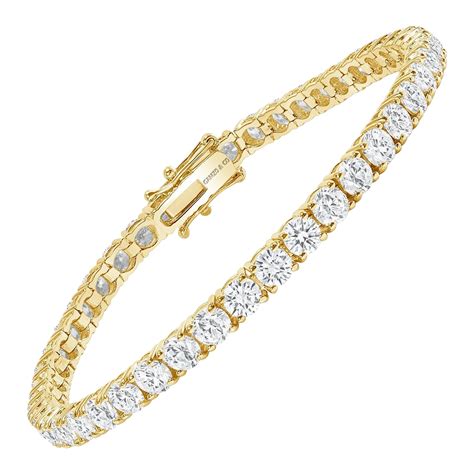 14K Yellow Gold 7 Carat Round Diamond Tennis Bracelet For Sale at ...