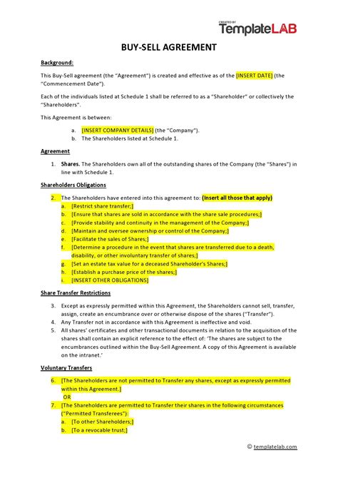 Buyout Agreement Template
