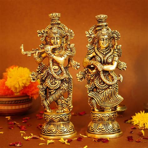 Buy Ekhasa 100% Pure Brass Radha Krishna Murti (Heavy Weight 2Kg Each ...