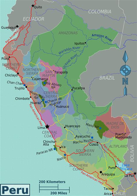 Printable Map Of Peru South America