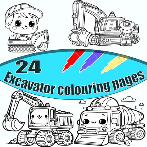Awesome 24x Printable Excavator Coloring Pages And Digger - Worksheets ...