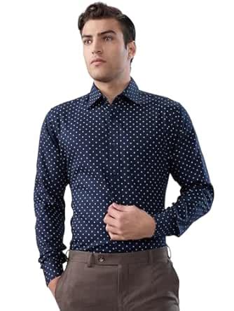 Raymond Men Slim Fit Print Pattern Pure Cotton Semi Cutaway Collar Full ...