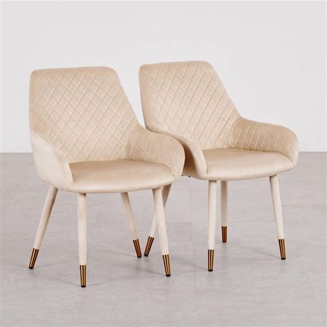 Buy Paris Set of 2 Velvet Dining Chairs - Beige from Home Centre at ...