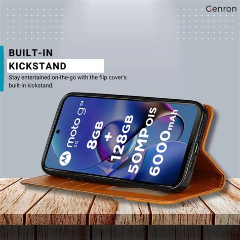 Leather Back Denim Flip for Moto G54 5G | Dual Tone Design Case (Dark ...
