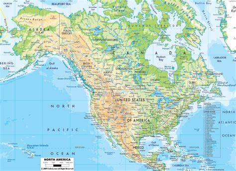 Detailed physical map of North America with roads and cities | Vidiani.com | Maps of all ...