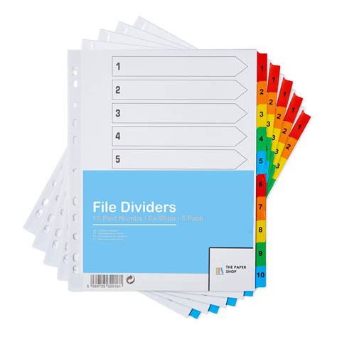 Buy [5 Pack] A4+ File Dividers Extra Wide Numbered 1-10 A4+ Extra Wide ...