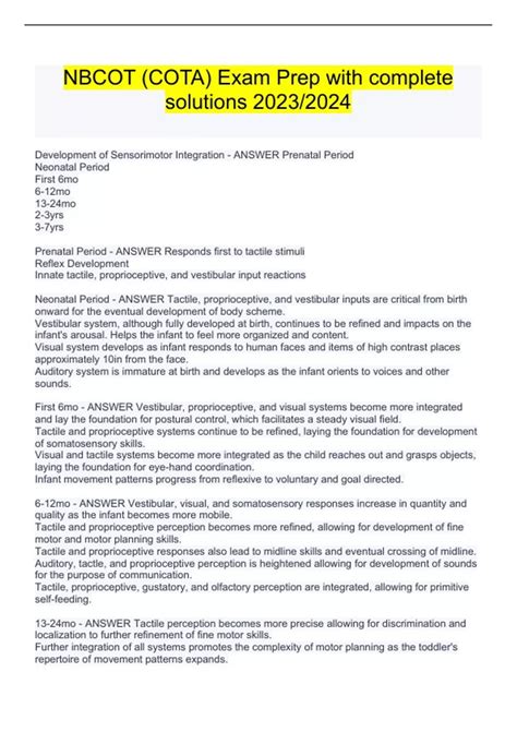 NBCOT (COTA) Exam Prep with complete solutions 2023/2024 - NBCOT ...