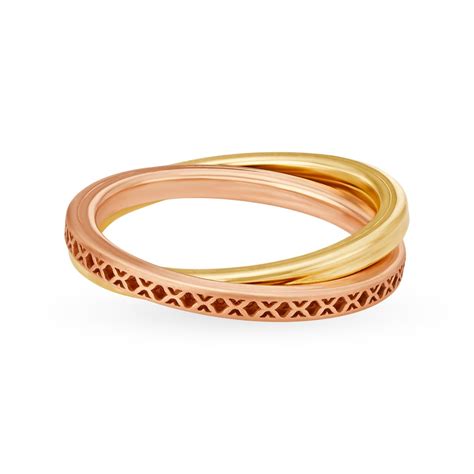 Modish 18 Karat Yellow And Rose Gold Interlock Ring