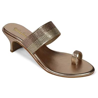 Buy THE WAREHOUSE STORE Women Faux Leather Block Heel Glitter Thong ...