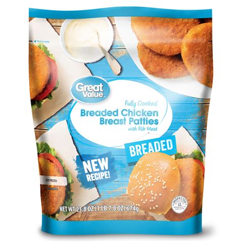 Great Value Chicken Breast Patties Breaded, 23.8 oz (Frozen) – BrickSeek