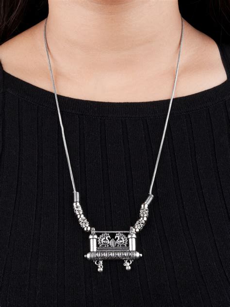 Peacock Oxidized Pendant Necklace – Anasuya Jewels