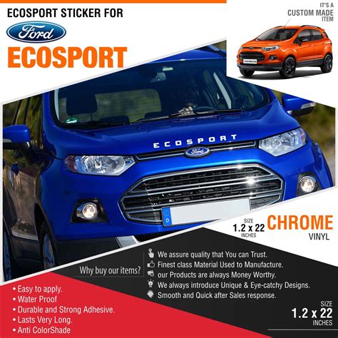 CarMetics Front Hood Decal for Ford Ecosport -Chrome Vinyl (Silver ...