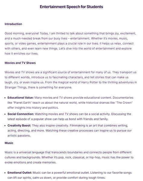 Image result for Entertainment Speech Examples