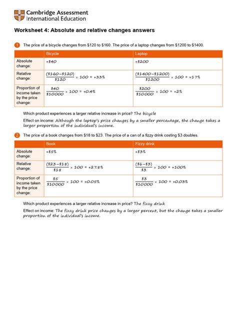 Image result for Absolute and Relative Change Worksheet