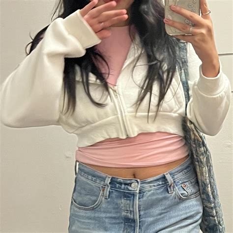 Cute cropped white hoodie 🦢 Cute quality and very... - Depop