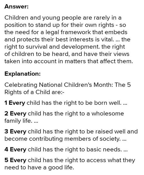 What are the child’s rights that you think you enjoy most? - Brainly.in