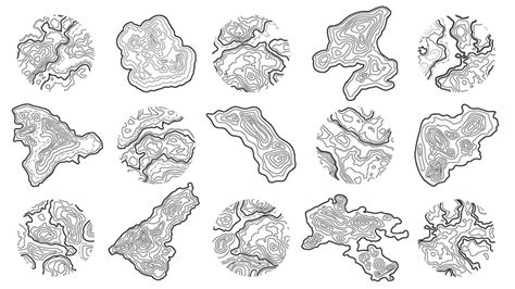 Topographic map texture island shape circle with wood pattern and ...