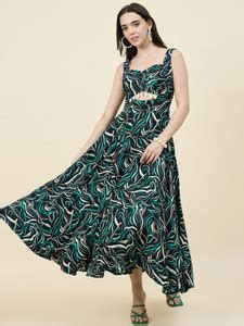 AAYU Women Fit and Flare Green Ankle Length Dress - Buy AAYU Women Fit ...