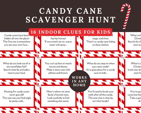 Candy cane treasure hunt printable christmas scavenger hunt for kids ...