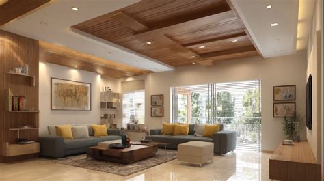 Indian Contemporary Living Room with Extensive Woodwork