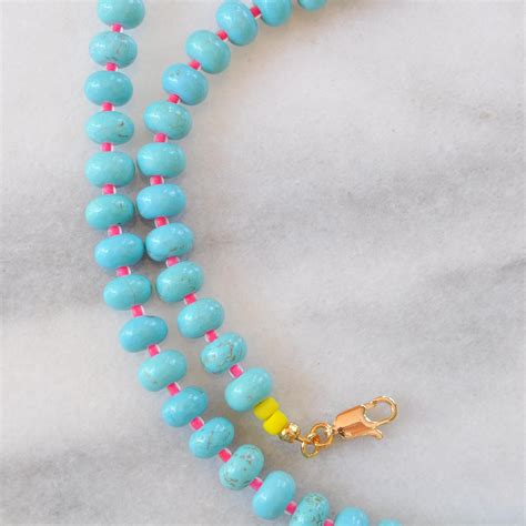 Turquoise Juice Gemstone Necklace with Neon Beads, Chunky Turquoise ...