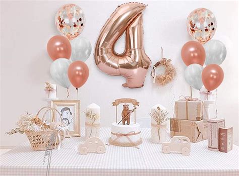 Party Propz Number 4 Foil Balloon - 32 Inch | Gold Foil Balloon for ...