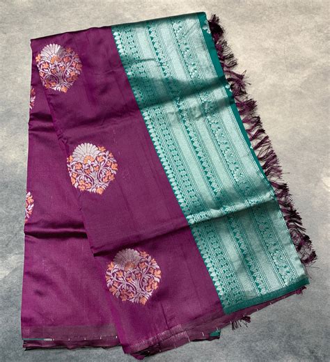 Paper Silk Saree Magenta Colour with Borderless – Kumaran Silk