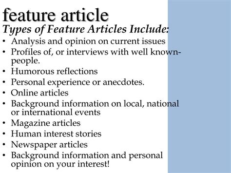 Image result for A Feature Article Example