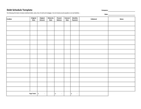 Debt Schedule Template - Excel | Google Sheets - Highfile