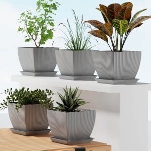 PILOT MART 7 inch Square Flower Pots Outdoor Indoor, Planters with ...