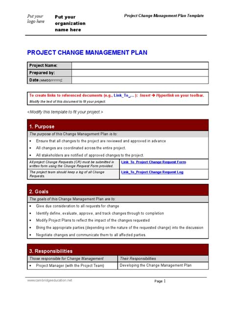 Change Management Plan Example 的图像结果