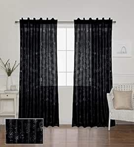 Buy LINENWALAS Floral Net Semi Transparent Door Curtains, Sheer Back ...