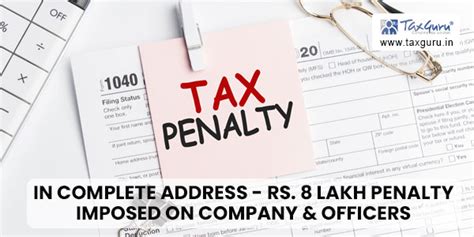 In Complete Address – Rs. 8 Lakh penalty imposed on Company & Officers