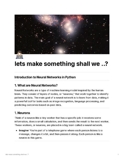 Neural Networks - ...................... - lets make something shall we ...