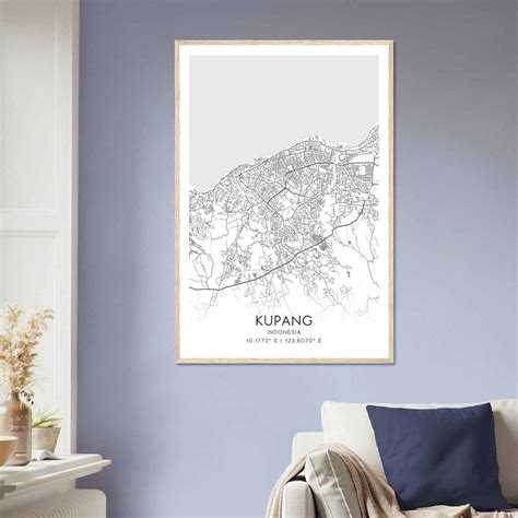 Kupang Indonesia Map Poster, Kupang City Road Wall Art Print - Custom Maps & Posters