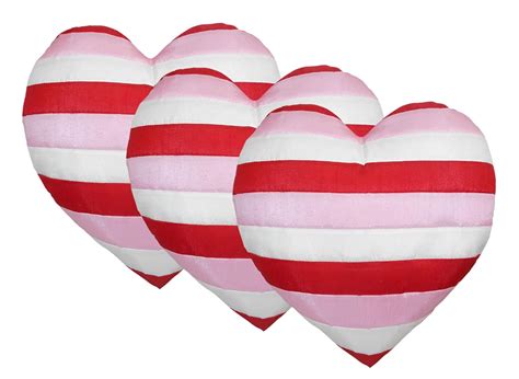 Buy Zikrak Exim Straight Stipe Heart Shape Cushion Cover with Filler ...
