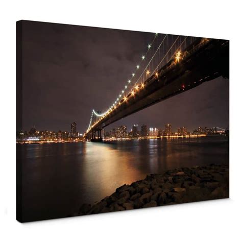 Manhattan Bridge at Night Canvas print | wall-art.com